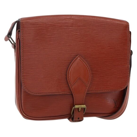 Authentic LOUIS VUITTON Epi Cartouchiere MM Shoulder Bag Brown M52243 LV